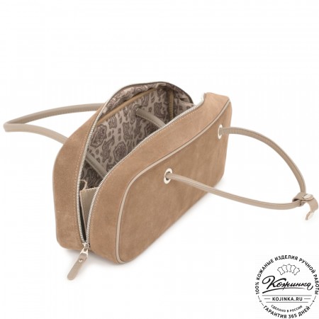 Женская кожаная сумка "Тамань" велюр (капучино)