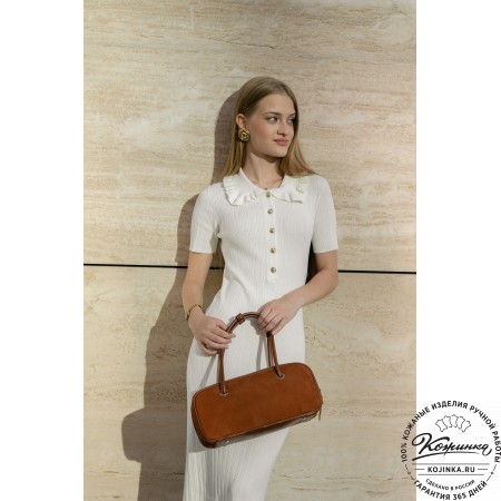 Женская кожаная сумка "Тамань" велюр (капучино)