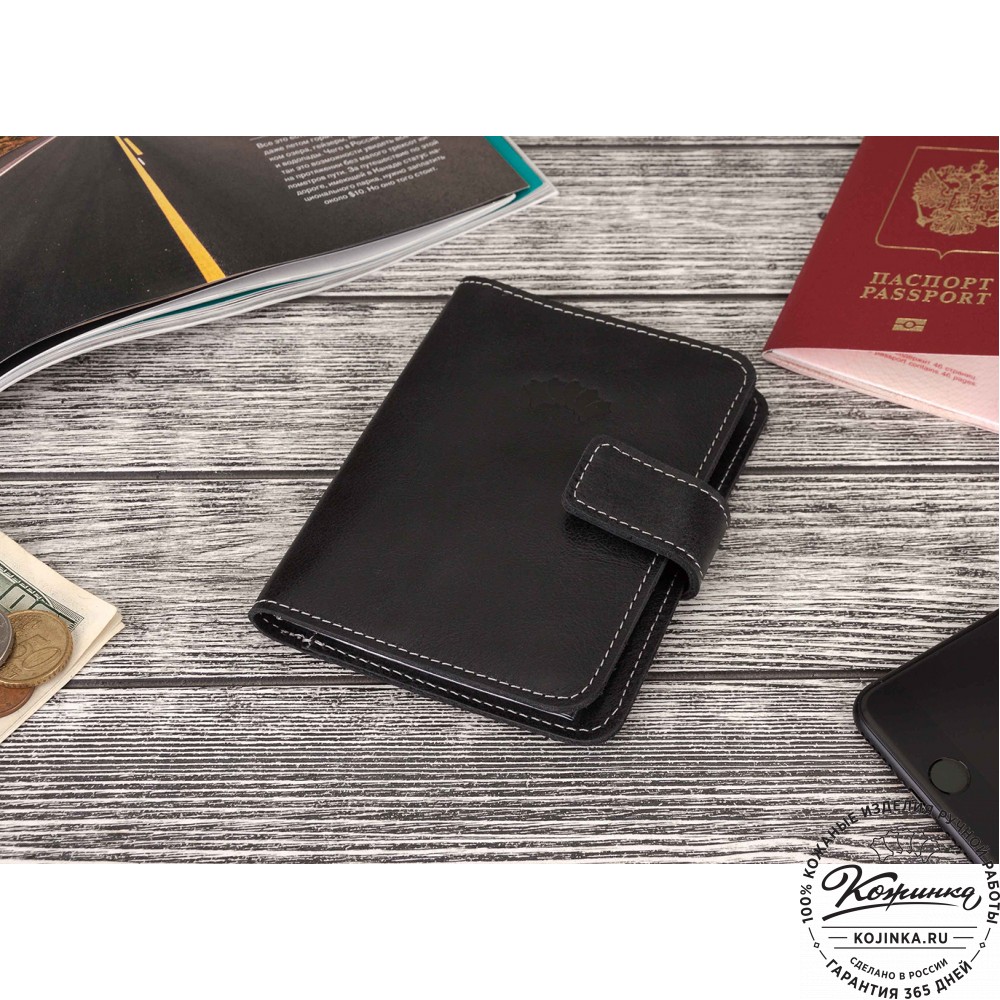 Кожаный бумажник водителя Бостон (чёрный)