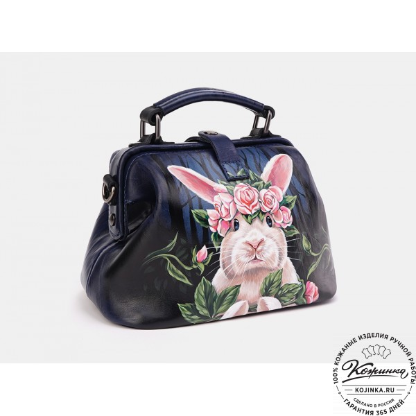 Сумка Фрейм "Кролик в розах" (cиняя). фото 1