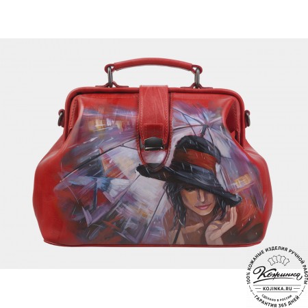 Сумка Фрейм Медиум "В городе дождей" (красная)