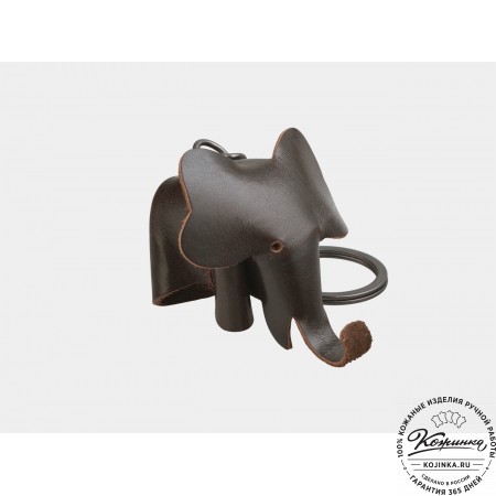 Кожаный брелок "Слоник" (коричневый)