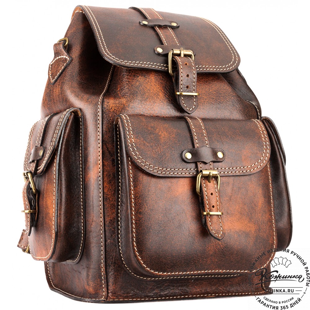 Кожаный рюкзак "Патриот" (коричневый эксклюзив)