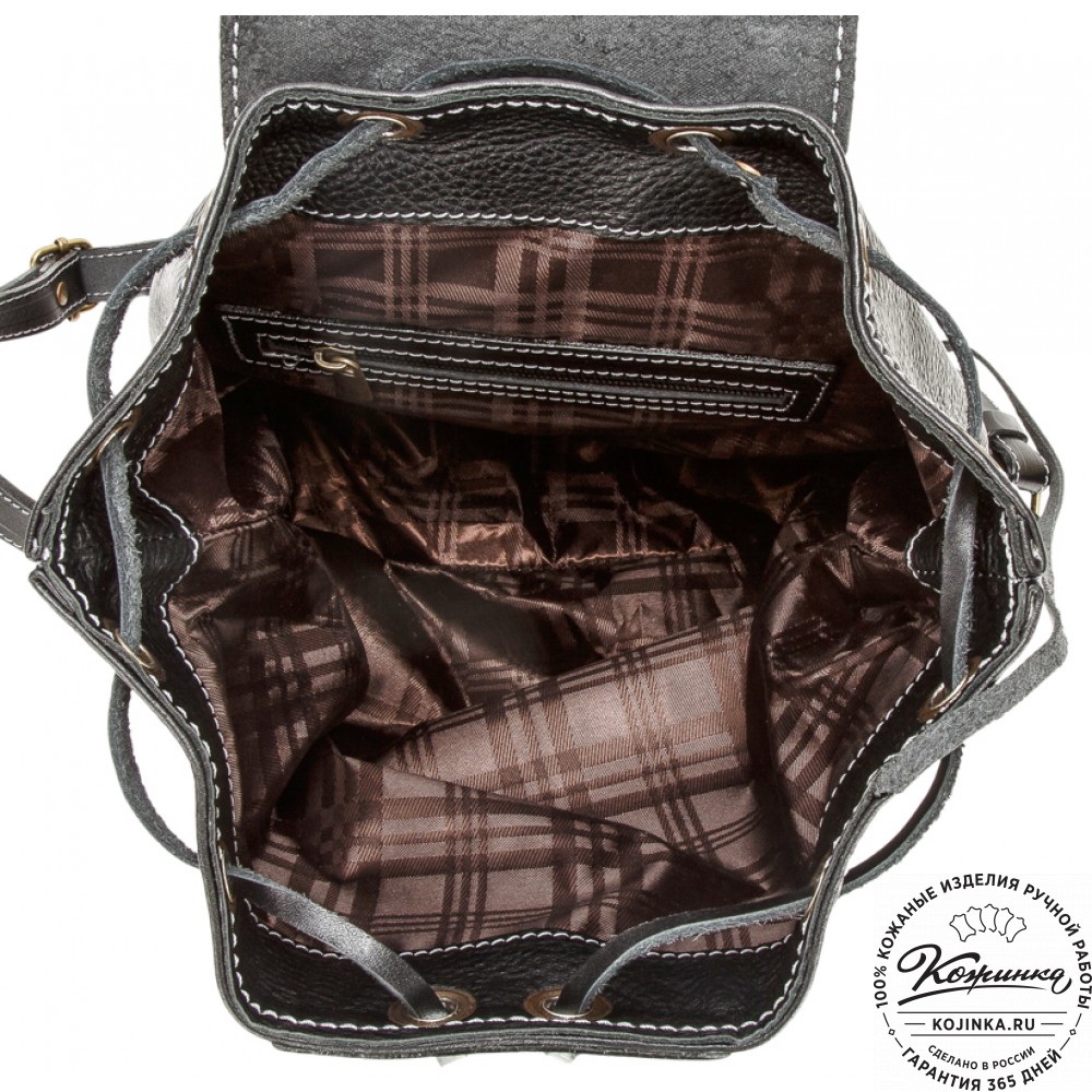 Женский кожаный рюкзак "Гейша" (чёрный)