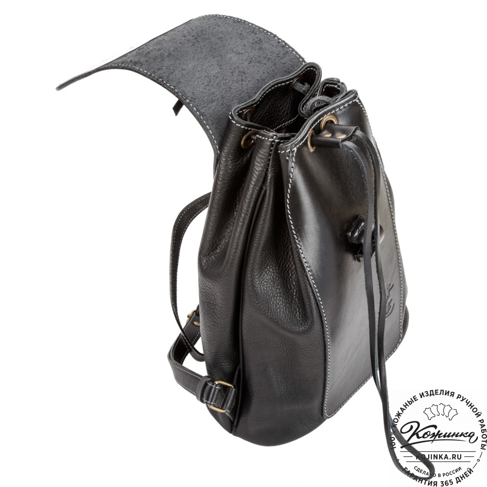 Женский кожаный рюкзак "Гейша" (чёрный)