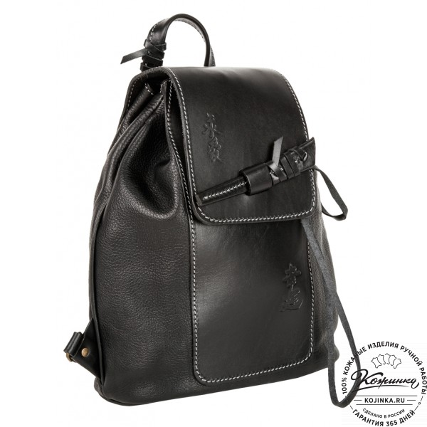 Женский кожаный рюкзак "Гейша" (чёрный). фото 1