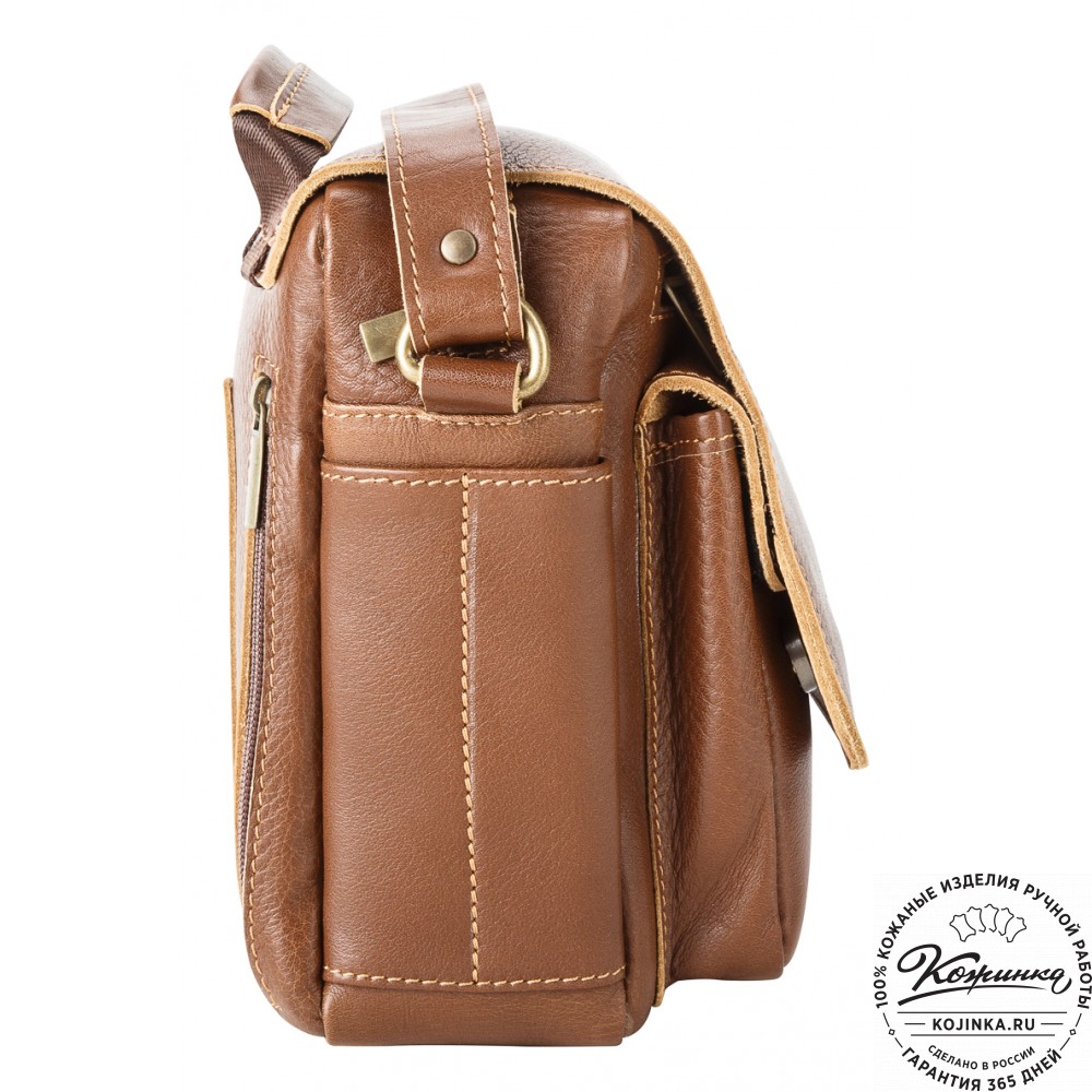 Кожаная сумка через плечо "Шерлок" (светло-коричневая)