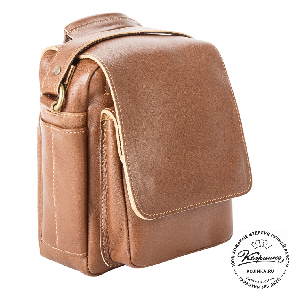 Кожаная сумка через плечо "Шерлок" (светло-коричневая)