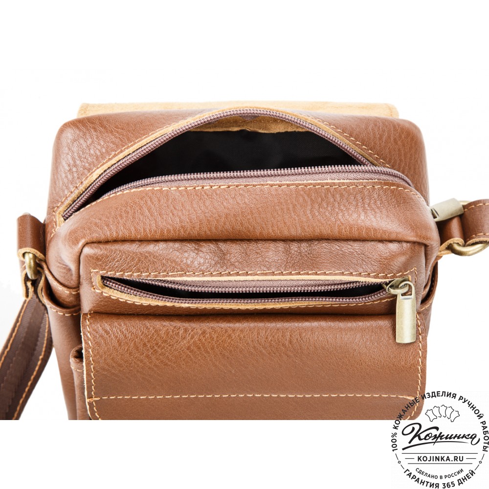 Кожаная сумка через плечо "Шерлок" (светло-коричневая)