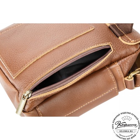 Кожаная сумка через плечо "Шерлок" (светло-коричневая)