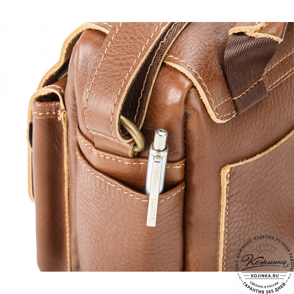 Кожаная сумка через плечо "Шерлок" (светло-коричневая)