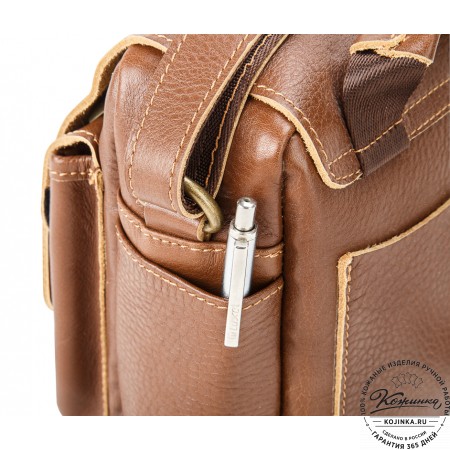 Кожаная сумка через плечо "Шерлок" (светло-коричневая)