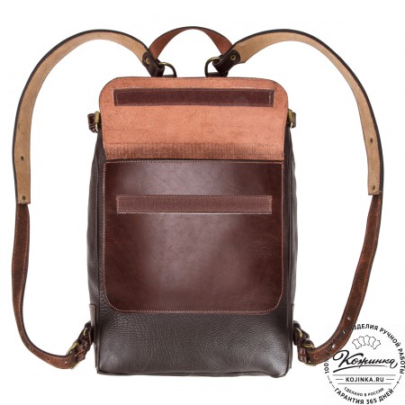 Кожаный рюкзак "Рафаэль New" (коричневый с темно-коричневым)