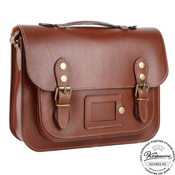 Кожаный портфель "Сатчел"  (коричневый). фото 1