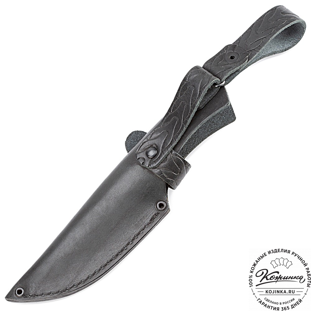 Кожаные ножны для ножа европейского типа  с длиной клинка 13 см (черные)