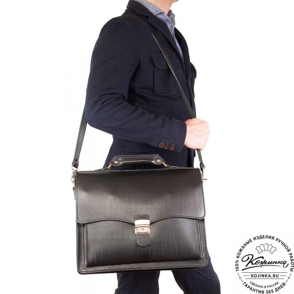 Кожаный портфель "Карьерист"  (чёрный)