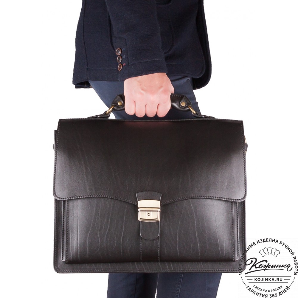 Кожаный портфель "Карьерист"  (чёрный)