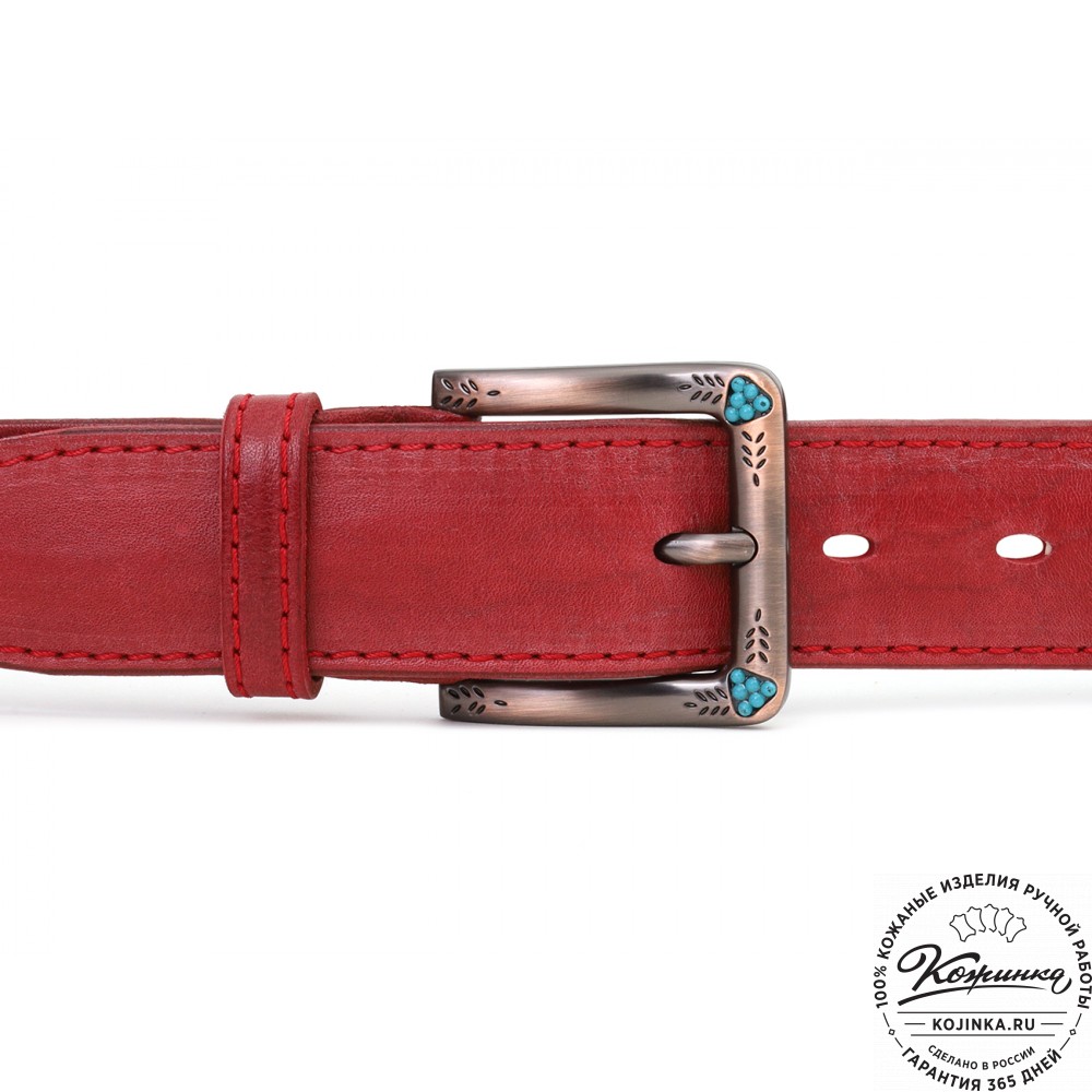 Кожаный ремень "Ирис" (красный)