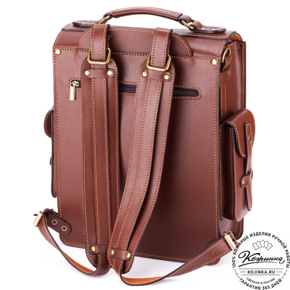 Кожаный ранец-портфель "Джон" (коричневый)