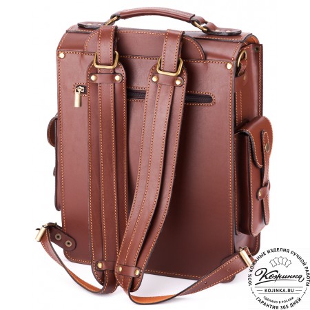 Кожаный ранец-портфель "Джон" (коричневый)