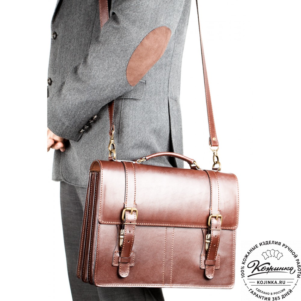 Деловой кожаный портфель "Увертюра" (коричневый)