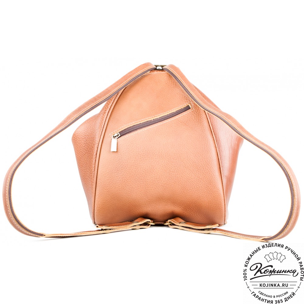 Кожаный рюкзак-сумка "Микки" (рыжий)