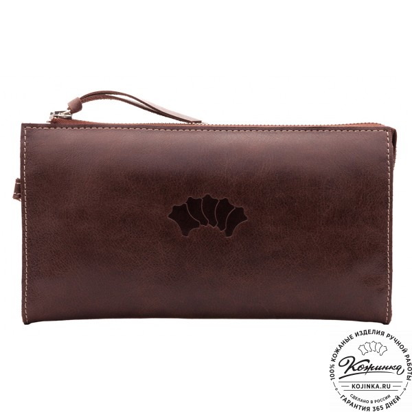 Кожаный клатч  Москва (коричневый). фото 1