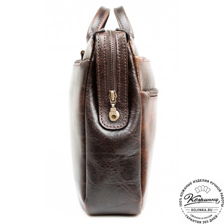 Кожаная деловая сумка "Гранд" (коричневый эксклюзив)