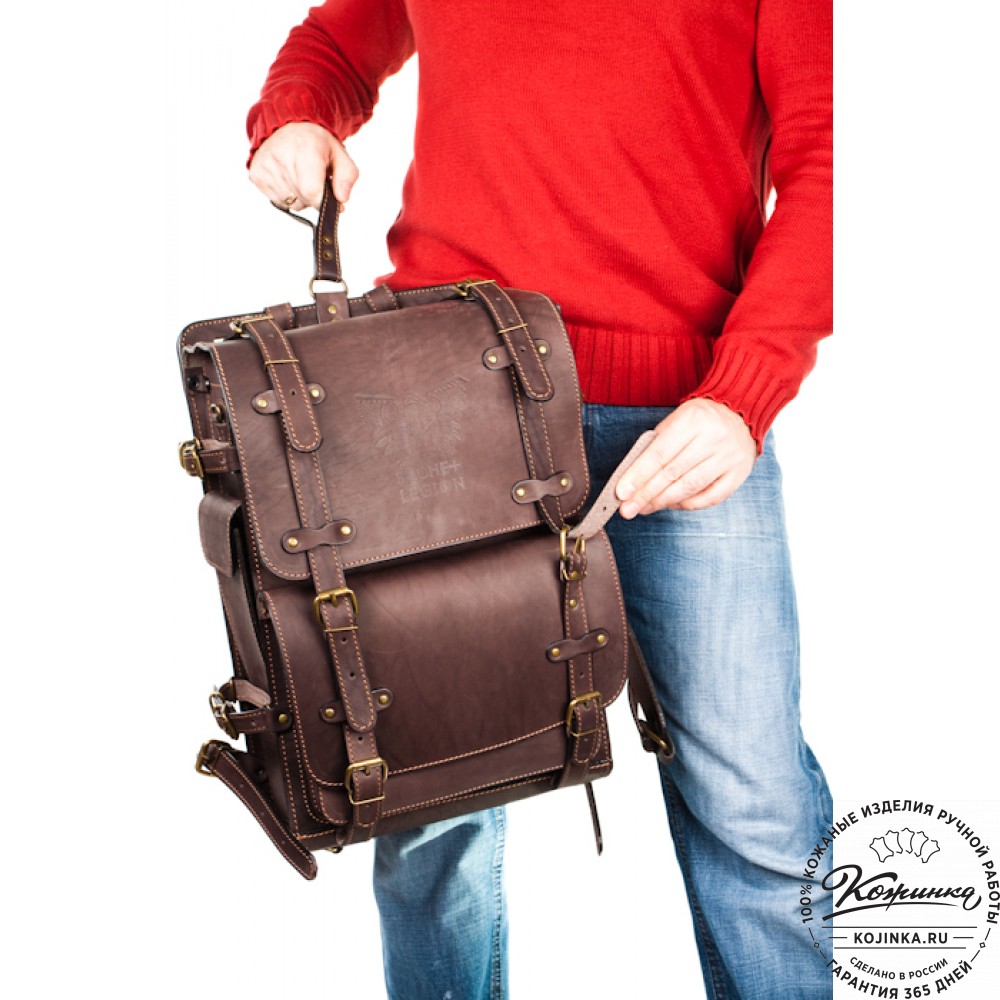 Мужской кожаный рюкзак "Легион" (старение рыжее)