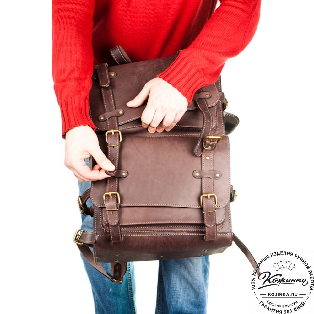 Мужской кожаный рюкзак "Легион" (старение рыжее)