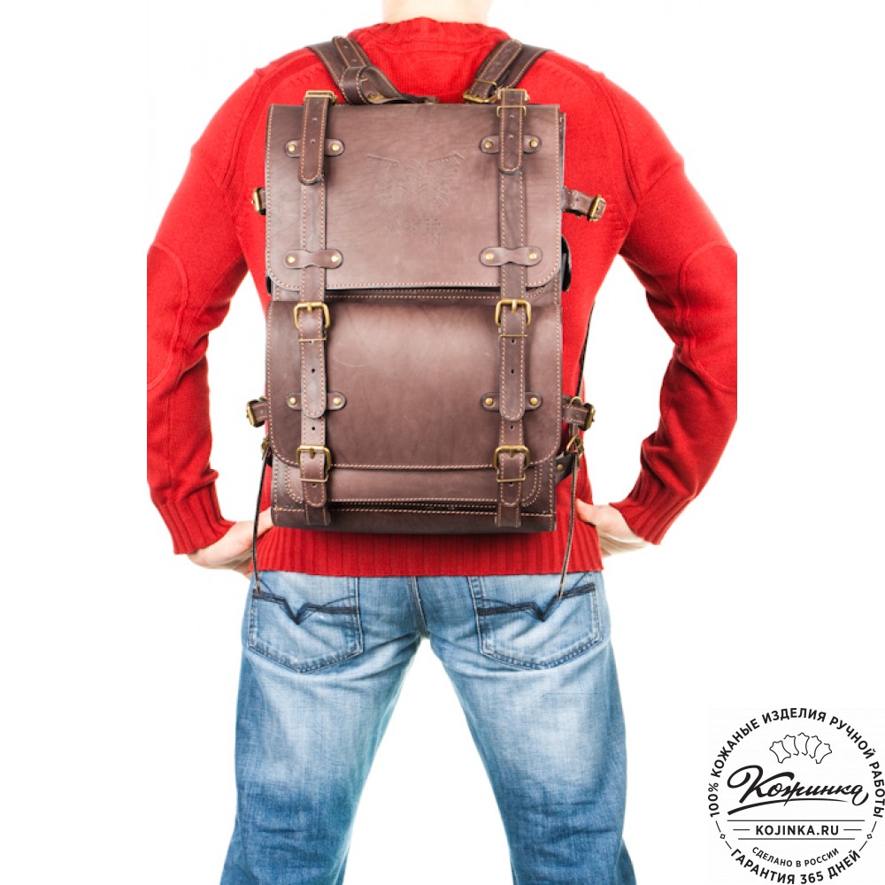 Мужской кожаный рюкзак "Легион" (старение рыжее)