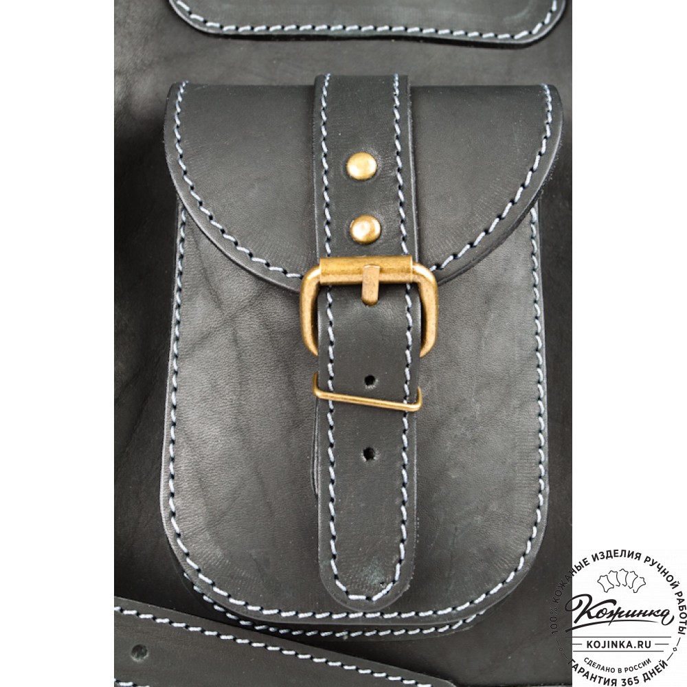 Мужской кожаный рюкзак "Байкер" (чёрный)