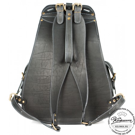 Мужской кожаный рюкзак "Байкер" (чёрный)