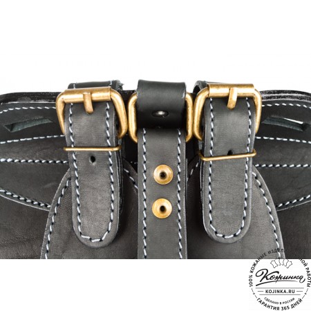 Мужской кожаный рюкзак "Байкер" (чёрный)