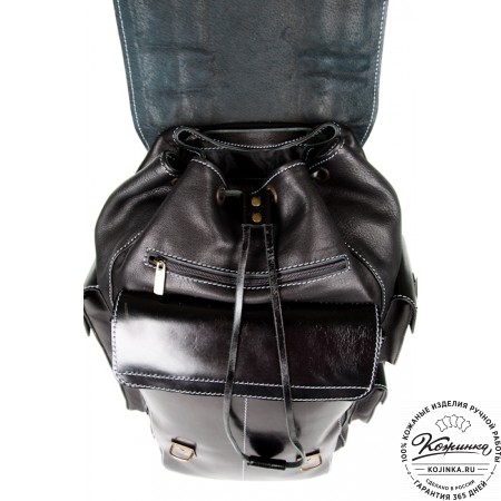 Мужской кожаный рюкзак "Следопыт" (чёрный)
