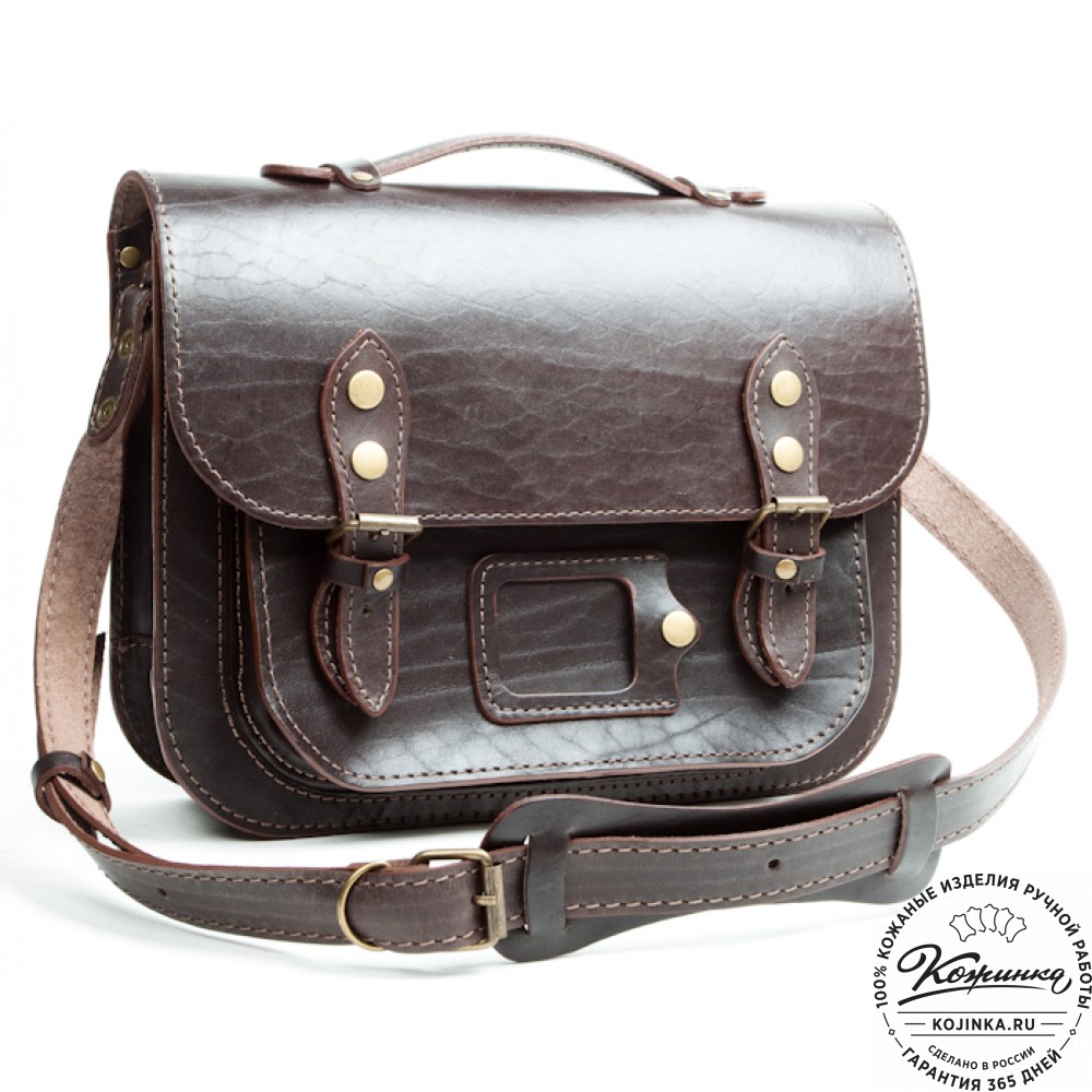 Кожаный портфель "Сатчел"  (тёмно-коричневый)