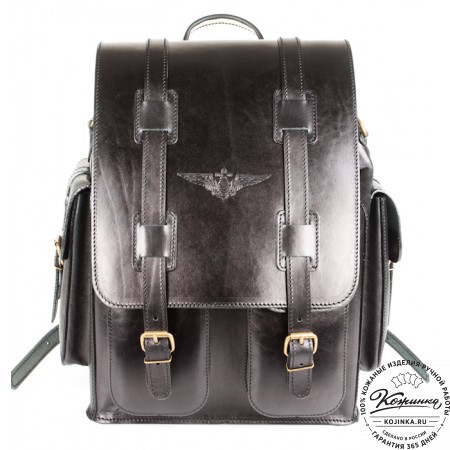 Кожаный рюкзак "Пехотинец" (чёрный)