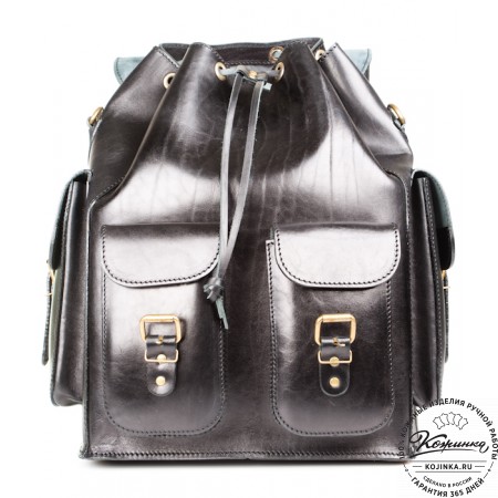 Кожаный рюкзак "Пехотинец" (чёрный)