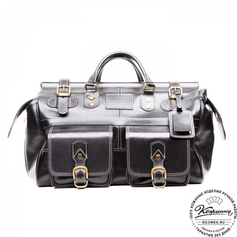 Кожаный дорожный саквояж "Большой" (чёрный)