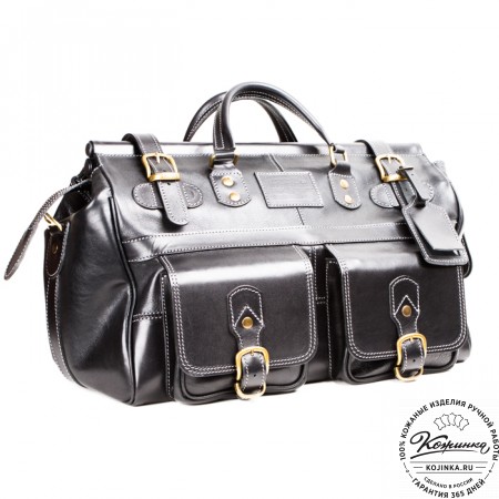 Кожаный дорожный саквояж "Большой" (чёрный)