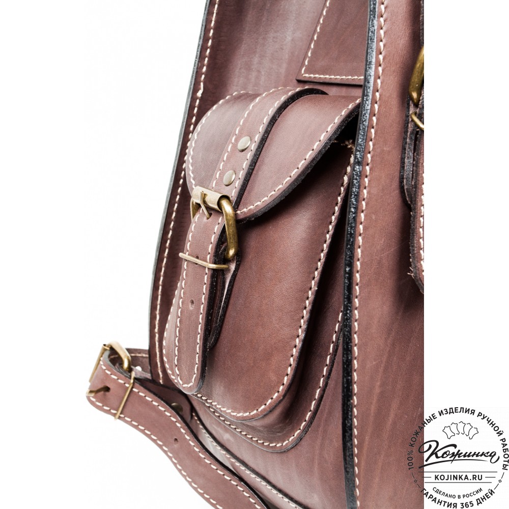 Мужской кожаный рюкзак "Байкер" (коричневый)