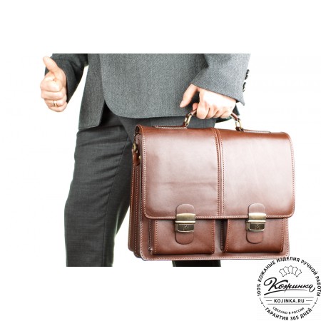Кожаный деловой портфель "Адвокат-1" (коричневый)