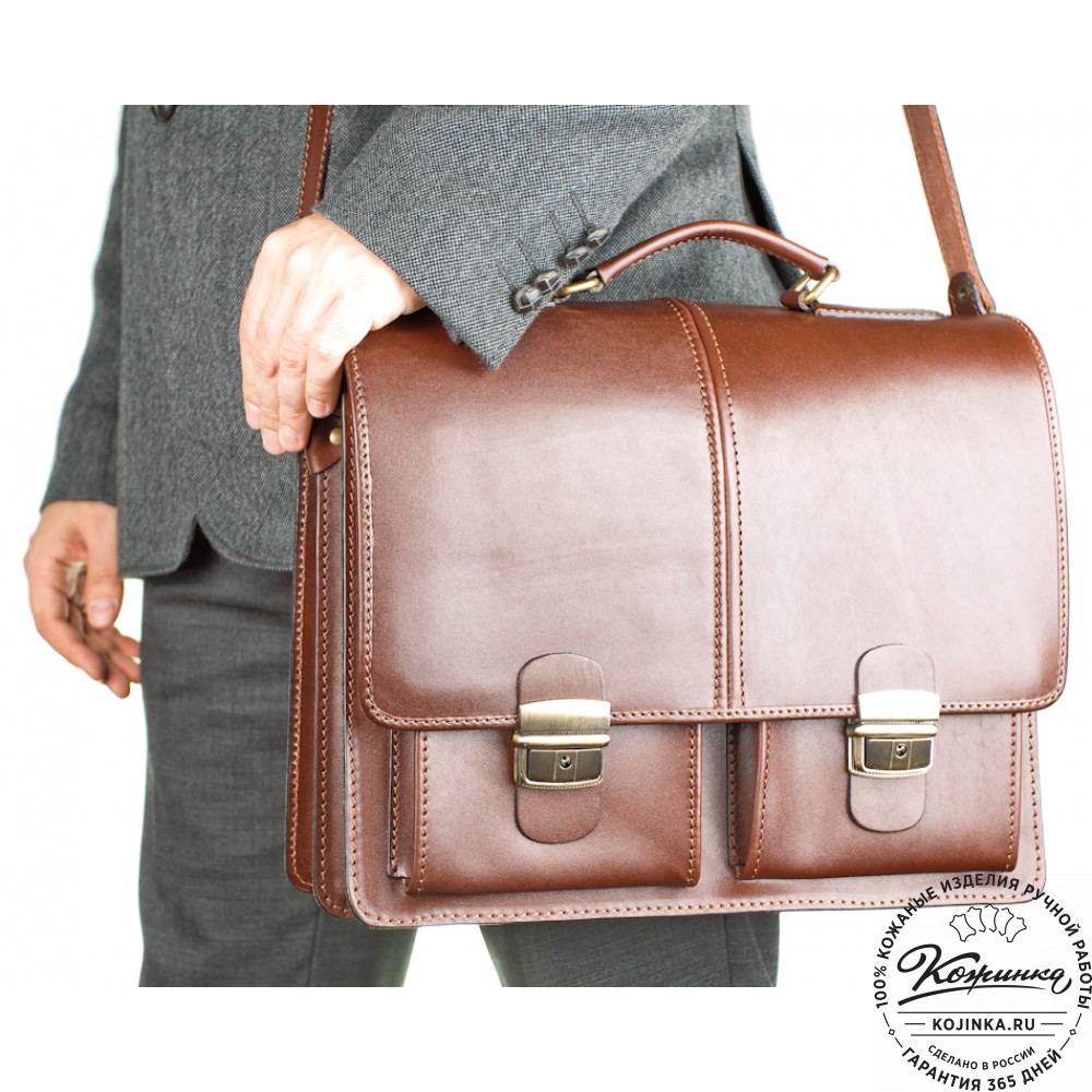 Кожаный деловой портфель "Адвокат-1" (коричневый)