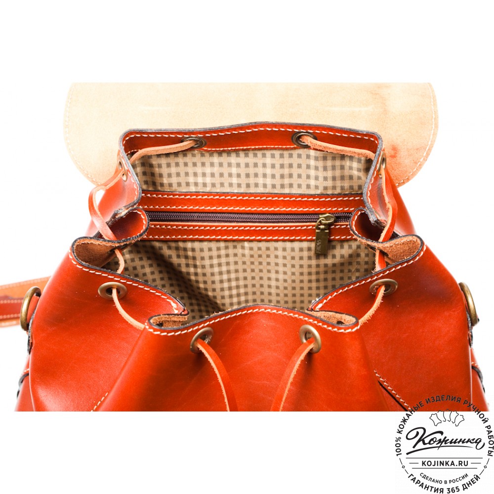Кожаный рюкзак "Пехотинец" (Рыжий)