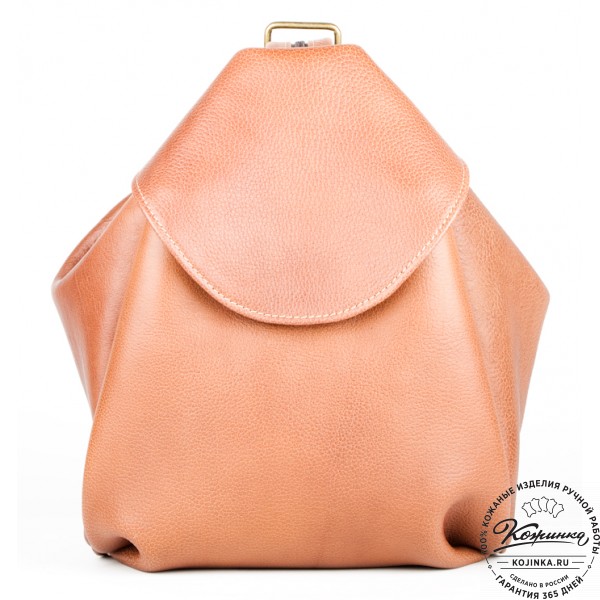 Кожаный рюкзак-сумка "Микки" (рыжий). фото 1