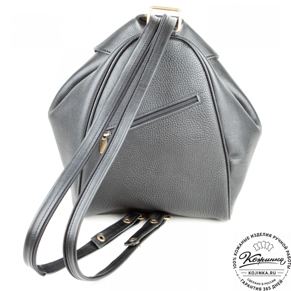 Кожаный рюкзак-сумка "Микки" (черный)