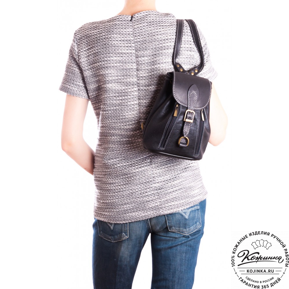 Женский кожаный рюкзак "Колибри" (черный)