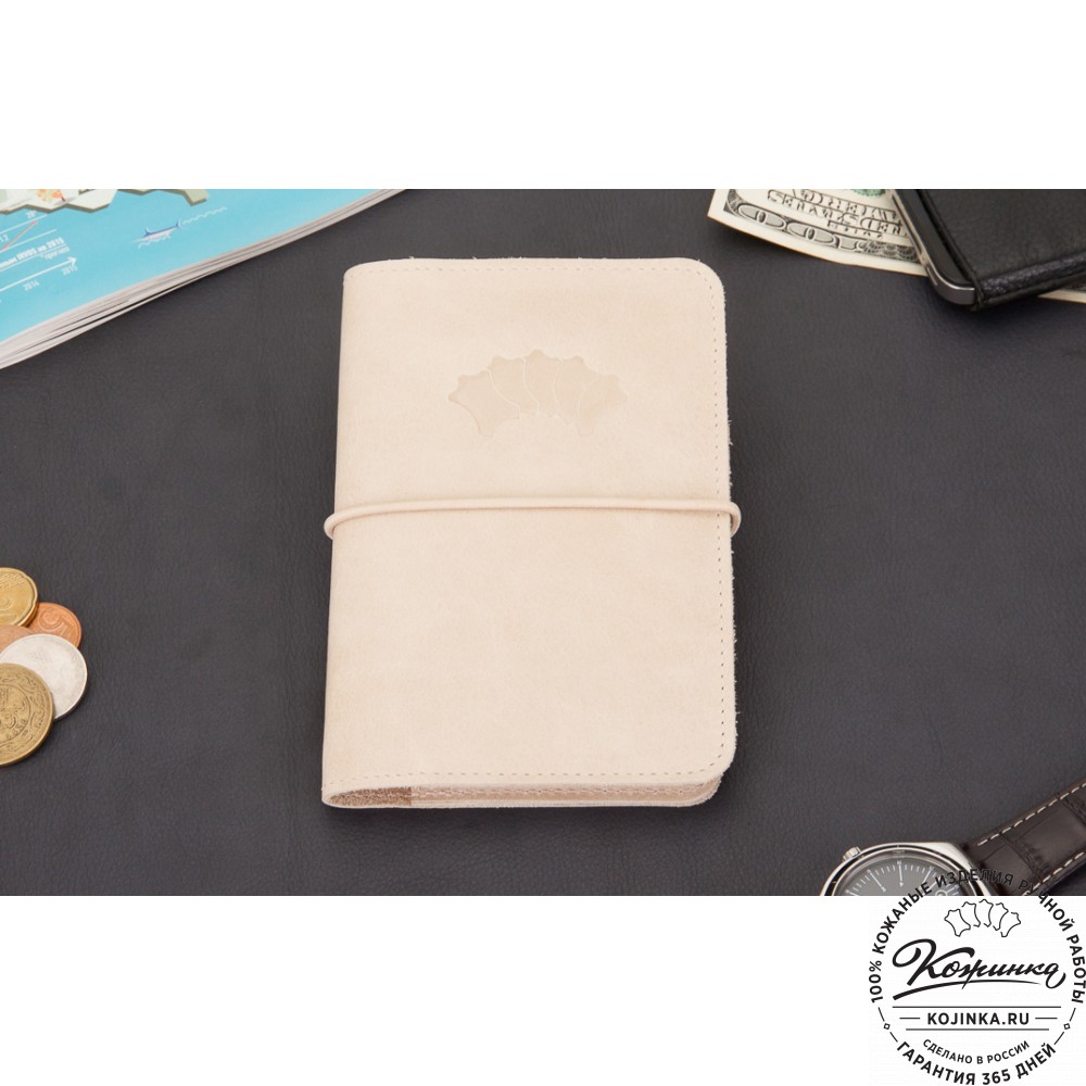 Кожаная обложка на паспорт Прага (бежевая)