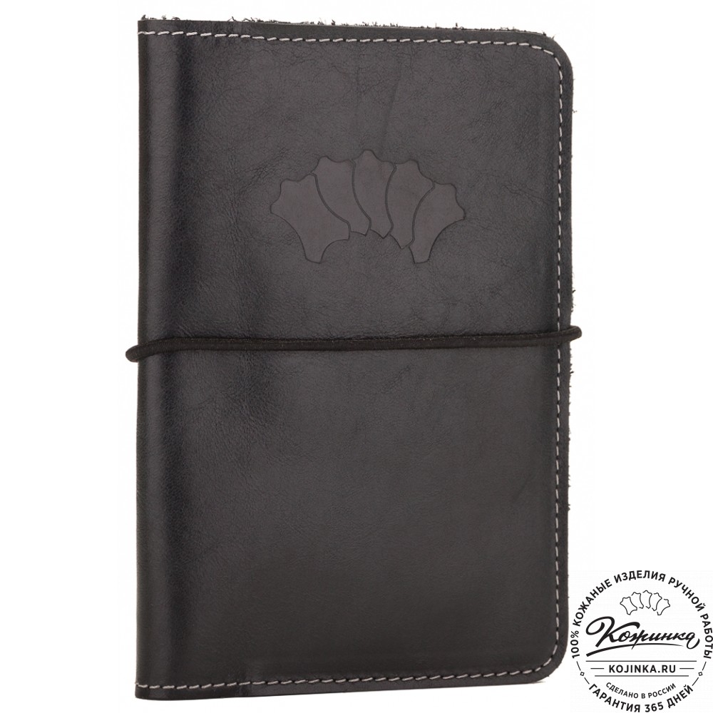 Кожаная обложка на паспорт Прага (черная)